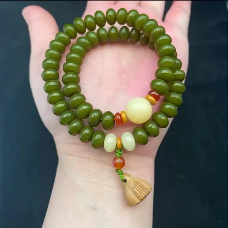 绿菩提根双圈算盘珠手持莲蓬款