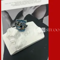 黄铜戒指 饰图“牛仔”小众设计款甜酷风戒指开口可调节复古蓝色