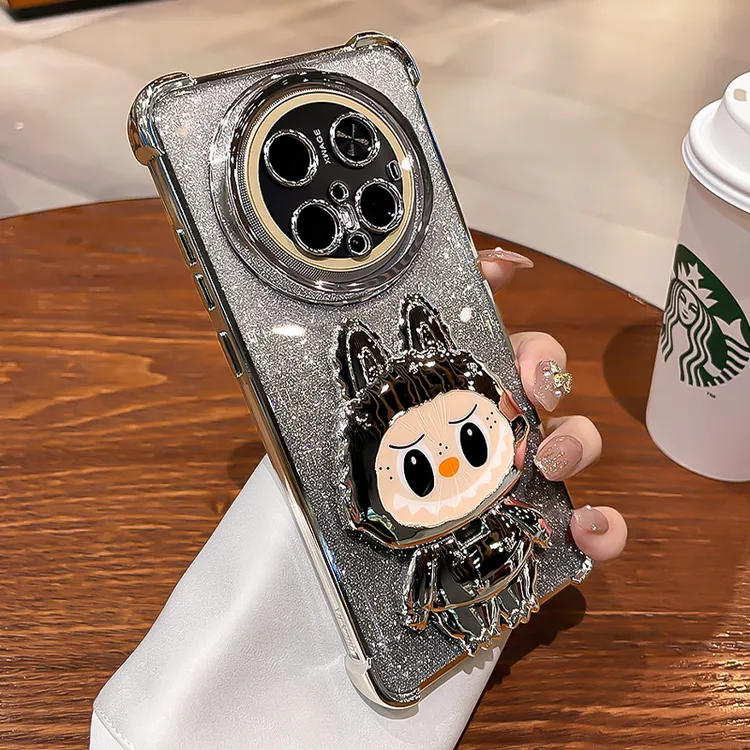 气囊防摔适用华为mate80pro手机壳拉布布支架70pro+渐变闪粉新款