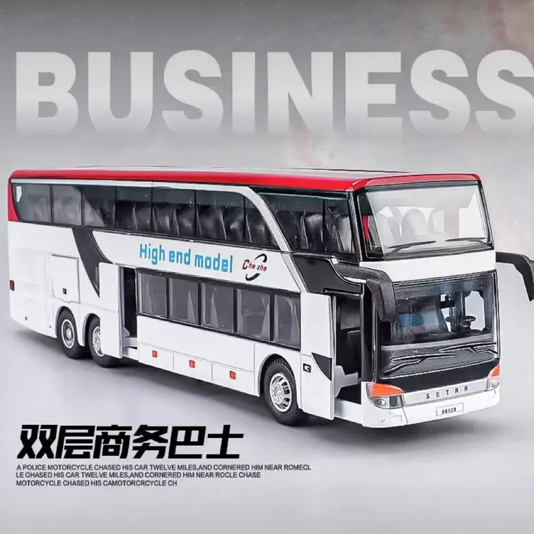 大号双层公交车玩具男孩商务巴士模型合金客车公共汽车儿童大巴车
