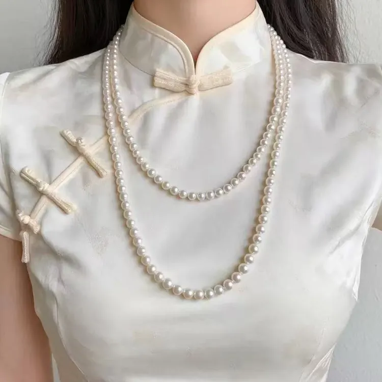 天然淡水无核真珍珠8-9mm毛衣链120/160cm多种戴法时尚百搭毛衣链