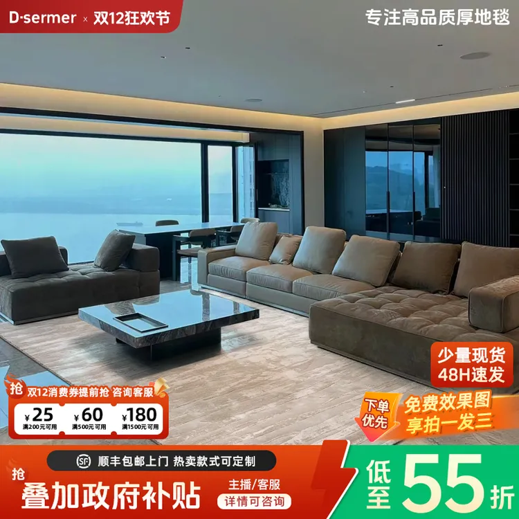 缔奢美巴塞罗娜土耳其进口无胶地毯轻奢防水茶几垫客厅毯床边毯商品图