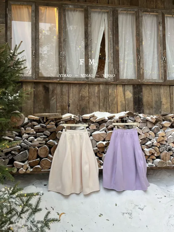 【赵小小yimao】9605 韩系复古羊毛毛呢半身裙2025秋冬宽松中长款女