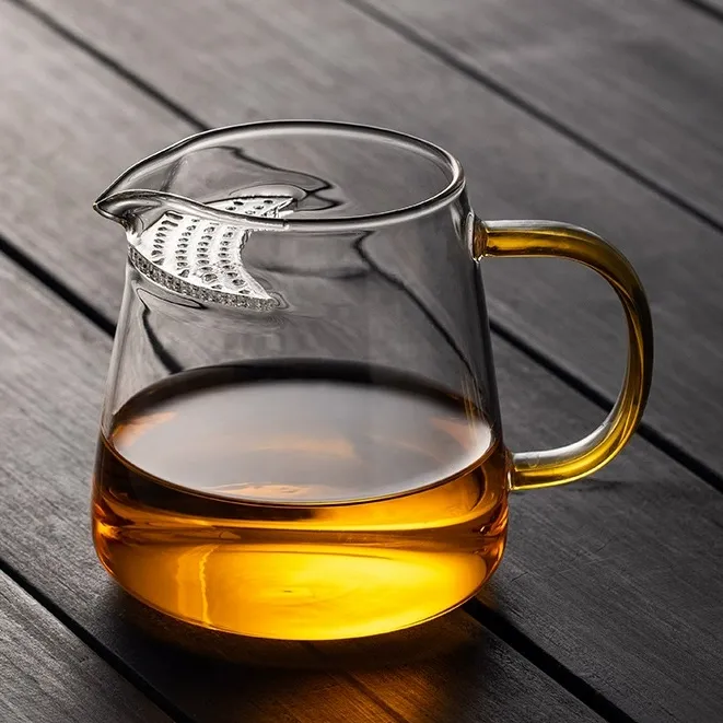 玻璃公道杯茶漏一体绿茶公杯月牙滤网功夫分茶器专用茶具家用泡茶