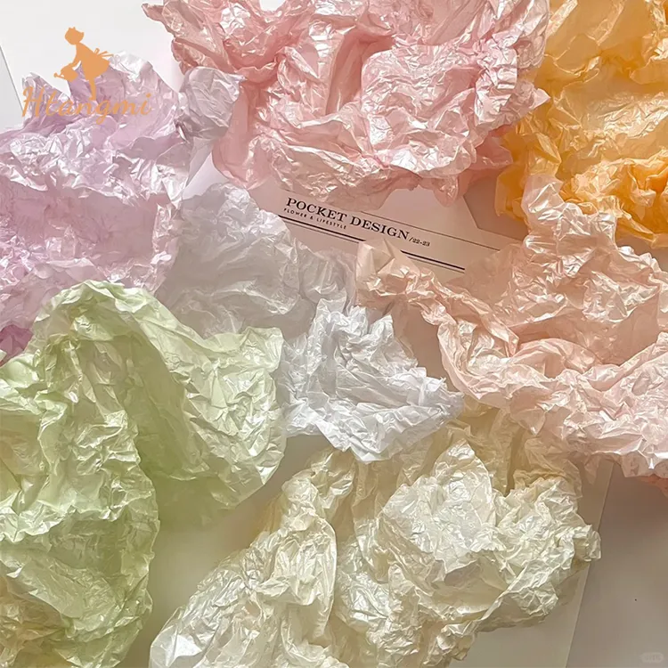 【汉唐美】加厚38g防水珠光雪梨纸鲜花包装纸手揉褶皱花束内衬花艺