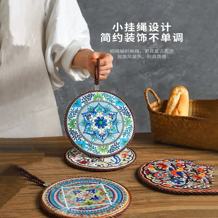复古隔热垫耐高温砂锅防烫垫珐琅锅垫子陶瓷新中式餐桌防滑餐盘垫