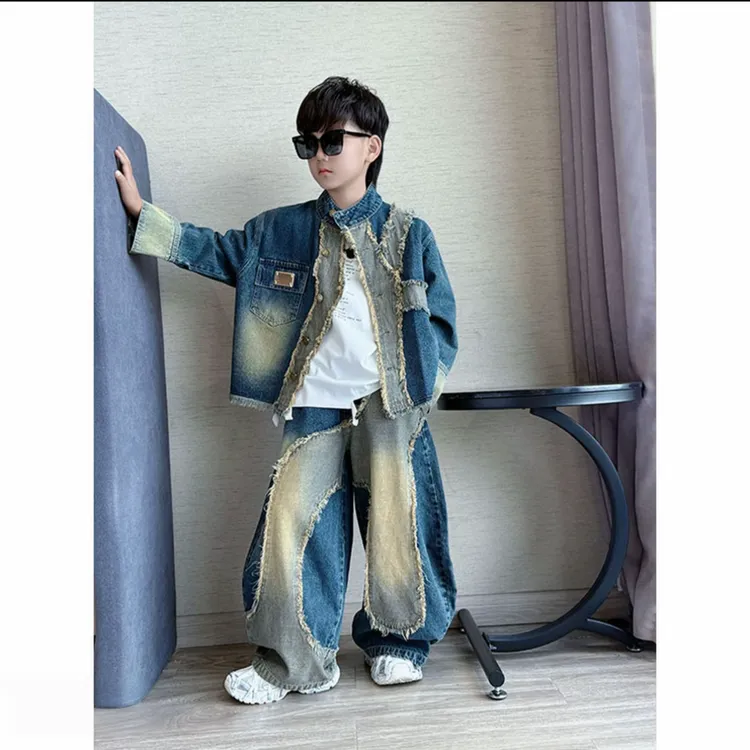 儿童春秋款潮流牛仔套装2025新款儿童秋装两件套中大童帅气衣服潮