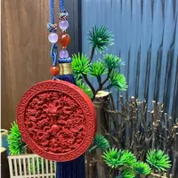 含辰砂工艺品浅柚原创精品高含量朱砂红砂车挂