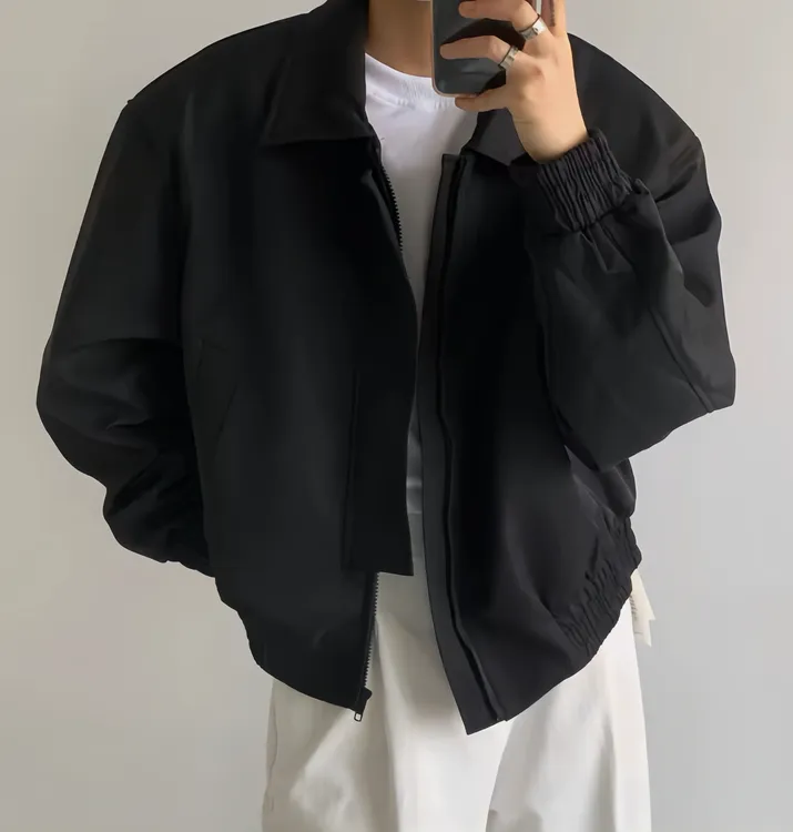 25年美式夹克立翻领休闲纯色复古春季工装教练飞行百搭外套