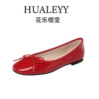 HUALEYY/花乐樱莹芭蕾舞鞋蝴蝶结奶奶鞋超软底圆头平跟单鞋