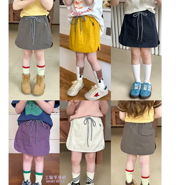 女童夏季新款防走光短裙女宝宝夏季新款工装短裤裙子时尚