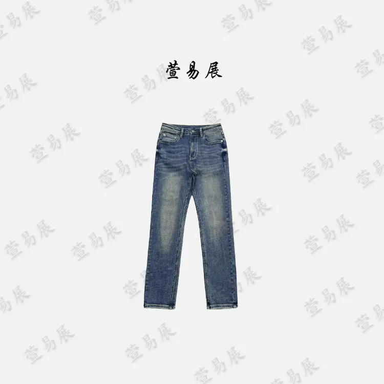 萱易展-“长腿蓝牛”加厚磨毛复古水洗爪纹显瘦微弹牛仔裤-KZ111001