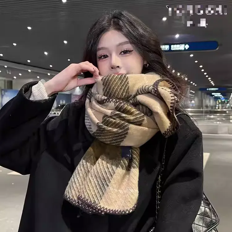 红色格子围巾圣诞节氛围感加厚围脖高级感撞色柔软冬季保暖学生女