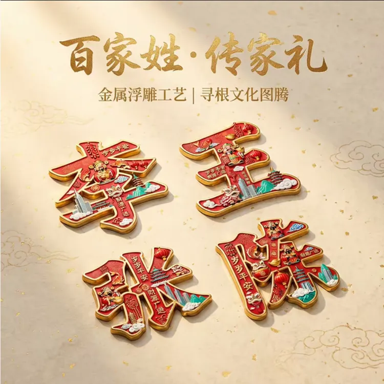 【新款】百家姓文创金属磁吸冰箱贴文化创意收藏纪念伴手礼冰箱磁贴