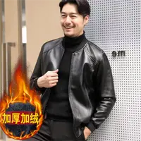 新款男士棒球领加绒冬款皮衣外套922