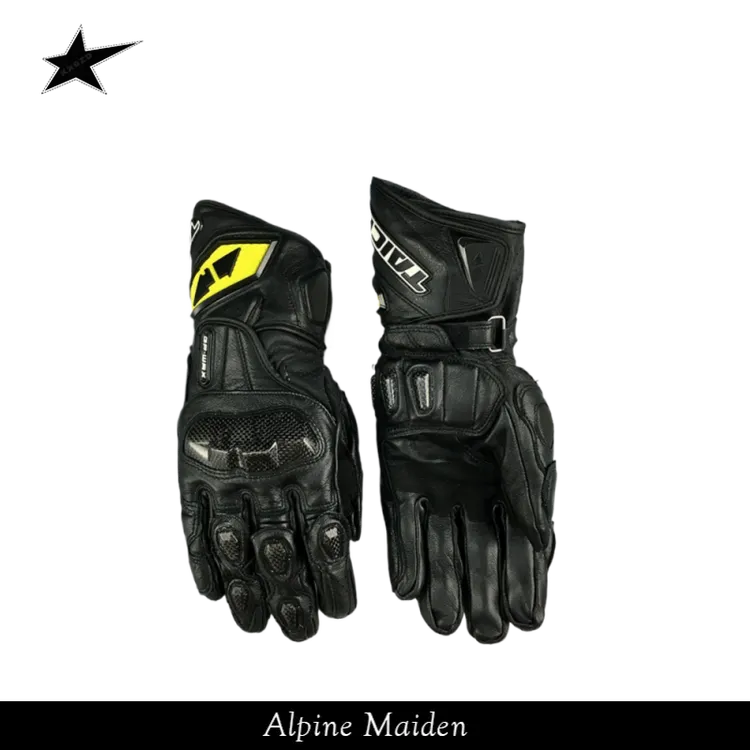 A星Alpine Maiden赛车机车骑士长版防摔骑行机车防护碳纤维手套