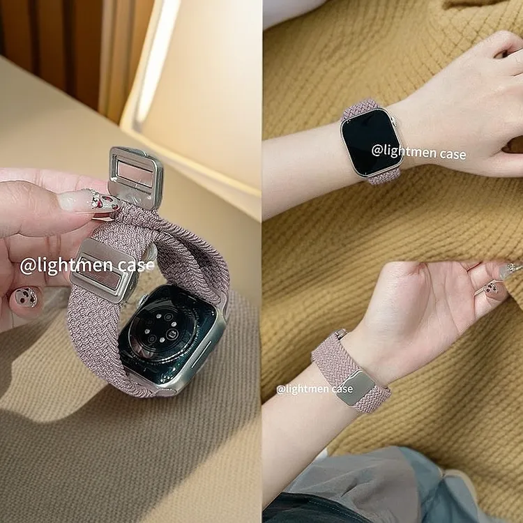 适用iwatch10表带S9苹果S10手表9尼龙烟紫色S8简约编织S7表带SE