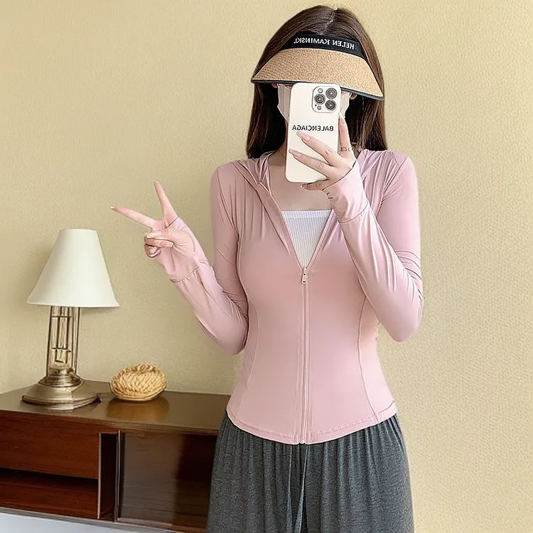 防晒衣女夏新款2025修身透气遮阳冰皮防紫外线冰丝连帽外套上衣