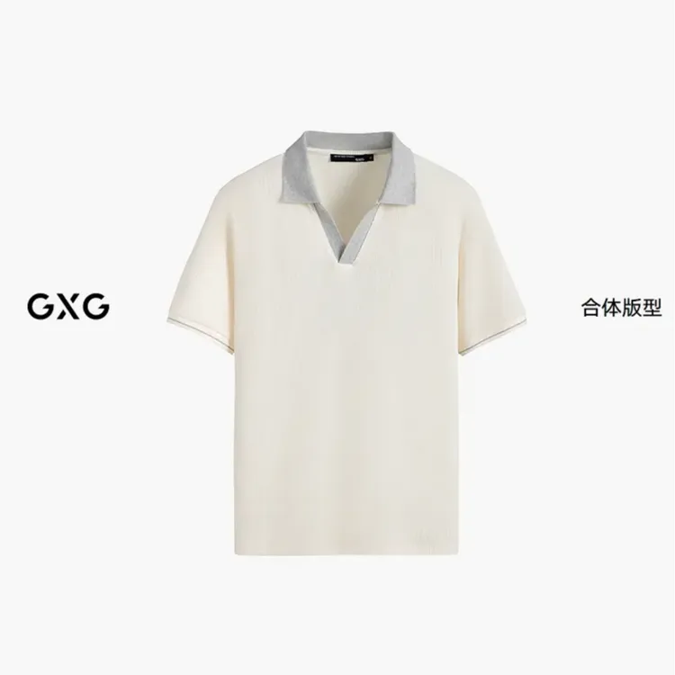 GXG男装 合体肌理面料休闲POLO衫男短袖 2026新品夏季#G26D242108