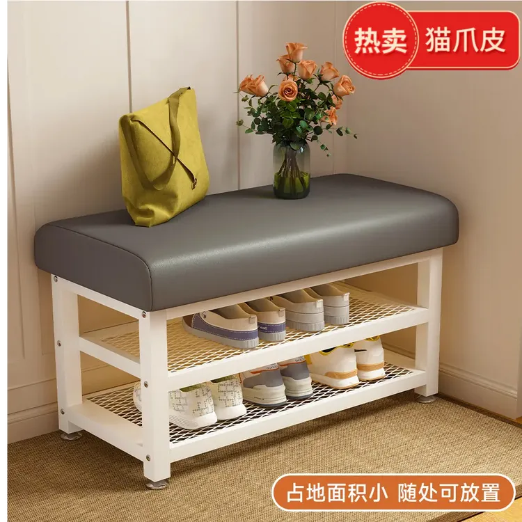 猫抓皮换鞋凳轻奢高级感可坐鞋柜家用多层凳试衣间凳子沙发尾凳