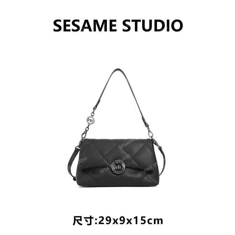 【芝麻集】FES-6121-黑色RAIN.CUN休闲时尚百搭腋下女包