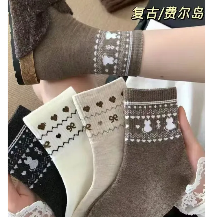 秋冬百搭新款复古风中筒袜TV0084