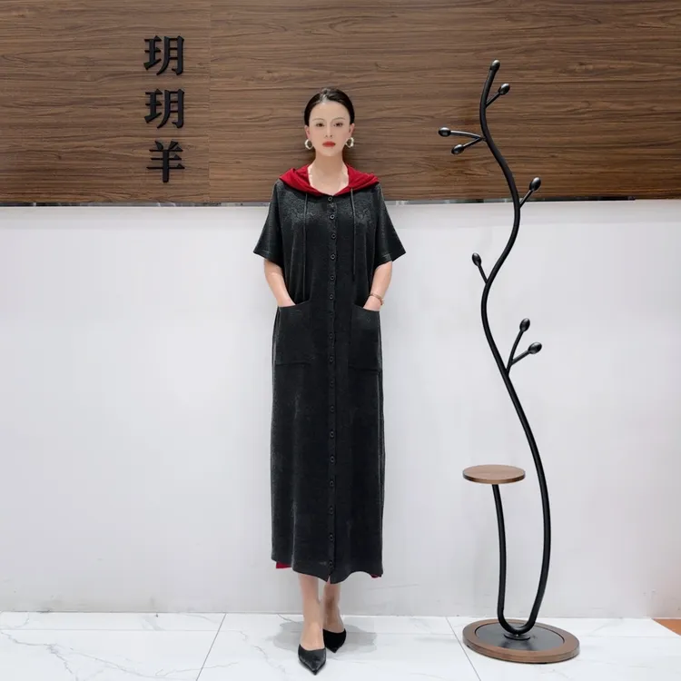 A453小红帽假两件针织连衣裙收腰显瘦设计师优雅时尚气质复古夏季