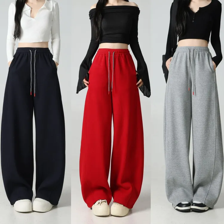 2026暴富裤卫裤后现代风刺绣阔腿裤百搭口袋休闲裤直筒裤宽松长裤