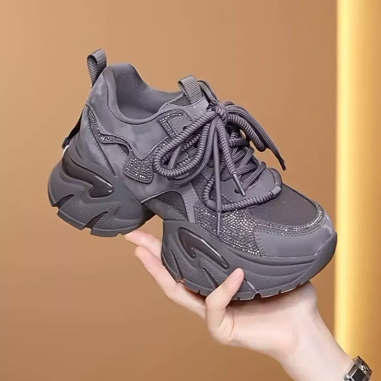 达芙妮秋冬新款时尚老爹鞋秋季厚底系带舒适百塔款女鞋透气网面LL