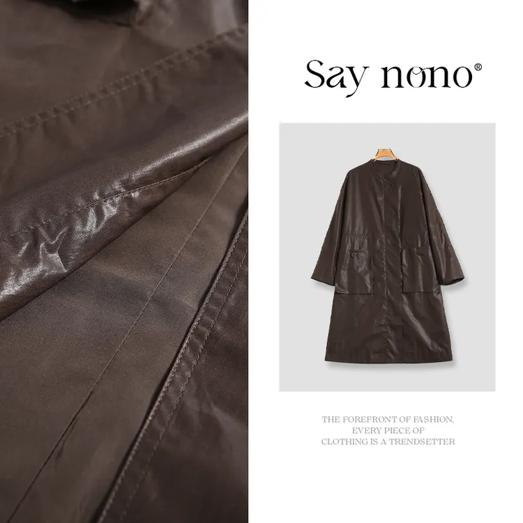 懒猫nono│Saynono 全棉长款小立领风衣外套/XX866193