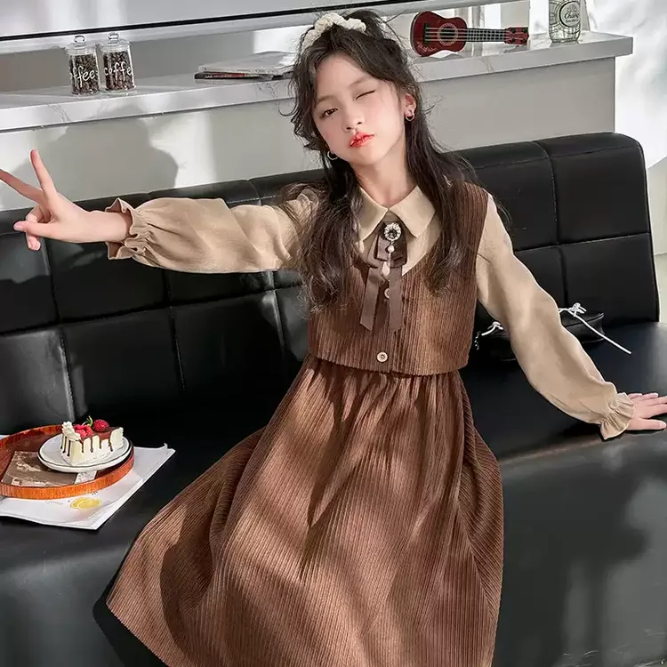 女童连衣裙春秋2025秋季新款韩系小女孩洋气公主裙儿童时髦裙子