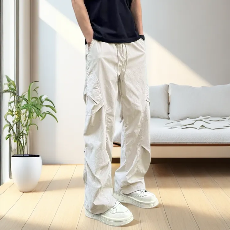 DIIIVERGOM褶皱长裤潮休闲裤日系宽松伞兵裤夏季美式韩版裤子