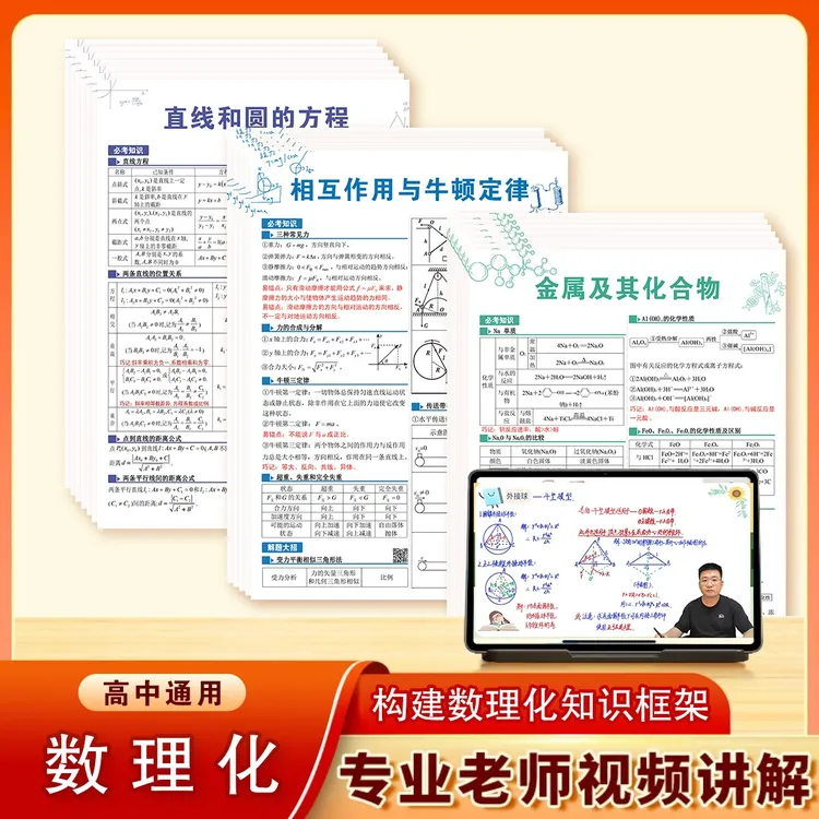 高中数学物理化学知识点学习卡涵盖公式解题方法及讲解
