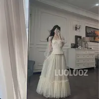 【现货】LUOLUOZ【云纱漫舞】仙气飘飘气质网纱拼接假两件连衣裙JF619