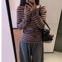5912·拉肩条纹 SY# 东大门ins拉肩条纹打底上衣·