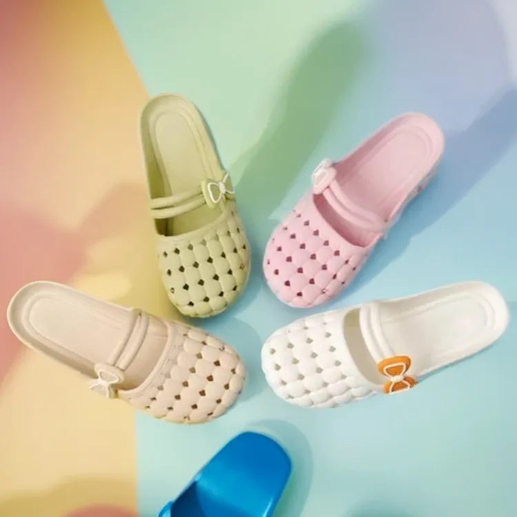 [小西婵]纯色女夏凉鞋包头软底防滑鞋子女