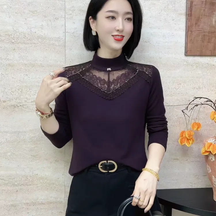 2025秋冬款新款女士德绒修身显瘦加厚保暖洋气百搭内搭T恤打底衫