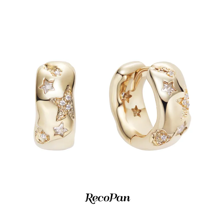 RECOPAN STAY MEDIOCRE 铜合金耳饰 星辰浅钛金色耳扣耳圈耳环
