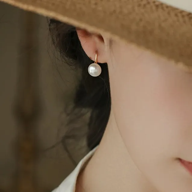 天然珍珠高跟鞋耳钉女法式小众简约百搭耳环时尚精致高级感耳饰