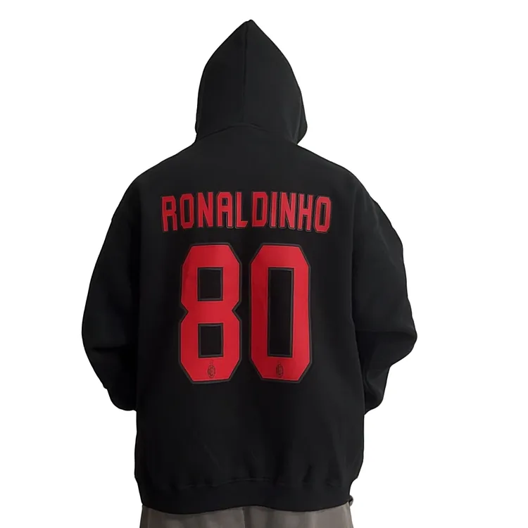 AC米兰加绒加厚冬季休闲连帽卫衣秋冬男女同款宽松百搭保暖卫衣