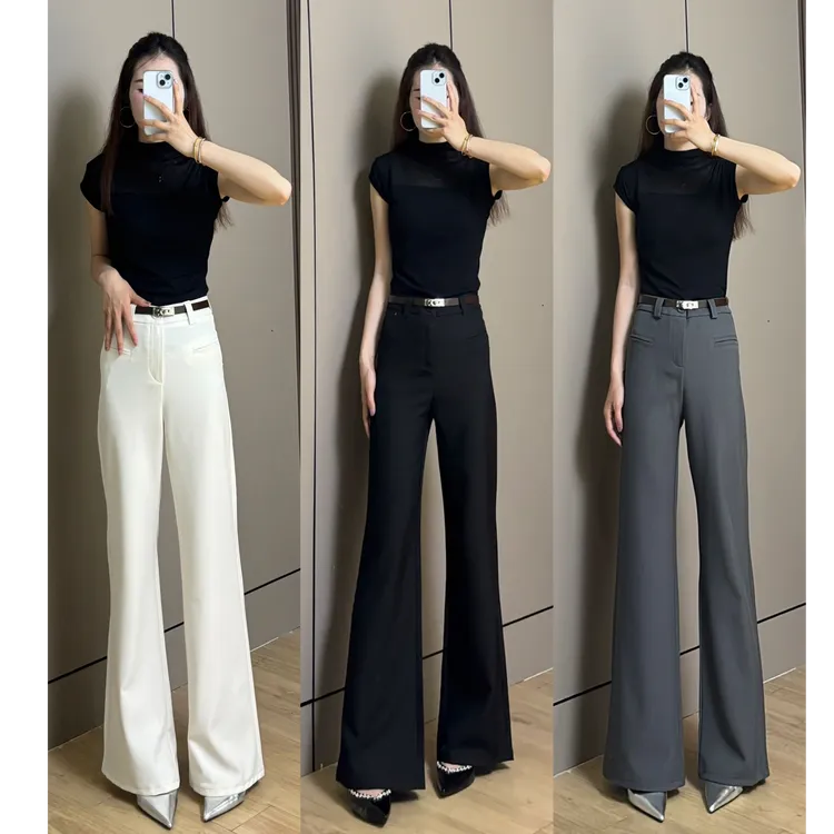 【赠腰带】窄版西裤女秋季2025新款垂感休闲显瘦直筒拖地阔腿裤121