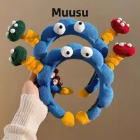 【Muusu】新款可爱扭扭棒大眼仔发箍女搞怪发卡带齿防滑头箍发饰