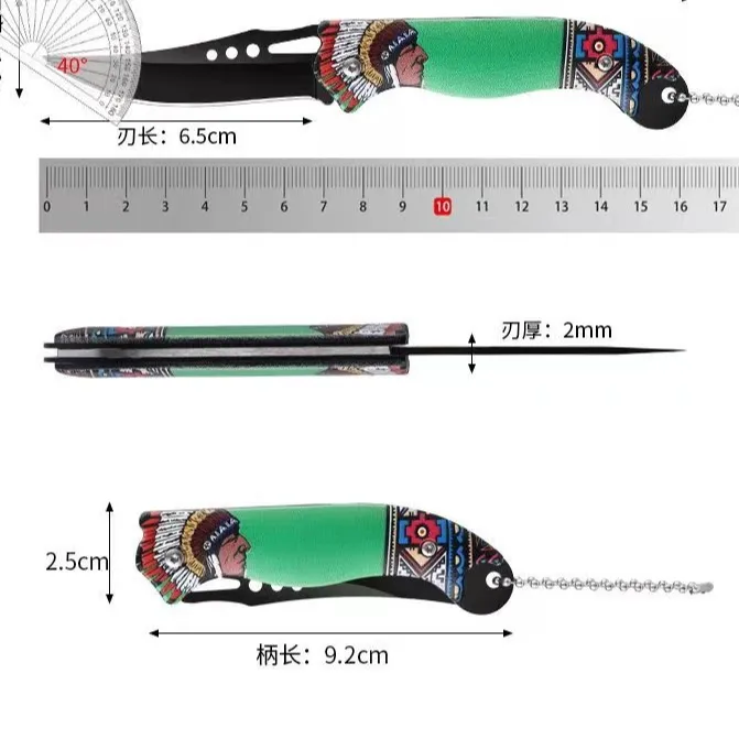 户外烤肉家庭适用切水果黑色小刀折叠野外折叠刀
