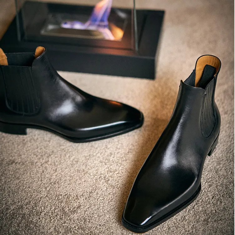 北町2025新「古北切尔西2.0」拼接奢华鳄鱼秋冬静奢风切尔西男靴