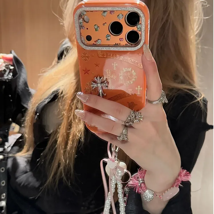 爱马仕橙色克罗心十字架适用苹果17promax手机壳iPhone16pro/1514