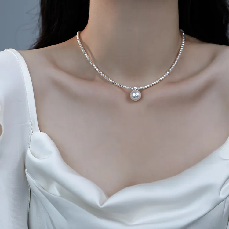 CIOEM KOUIM 吊坠925银 施家正圆珍珠项链女小米珠轻奢小众百搭