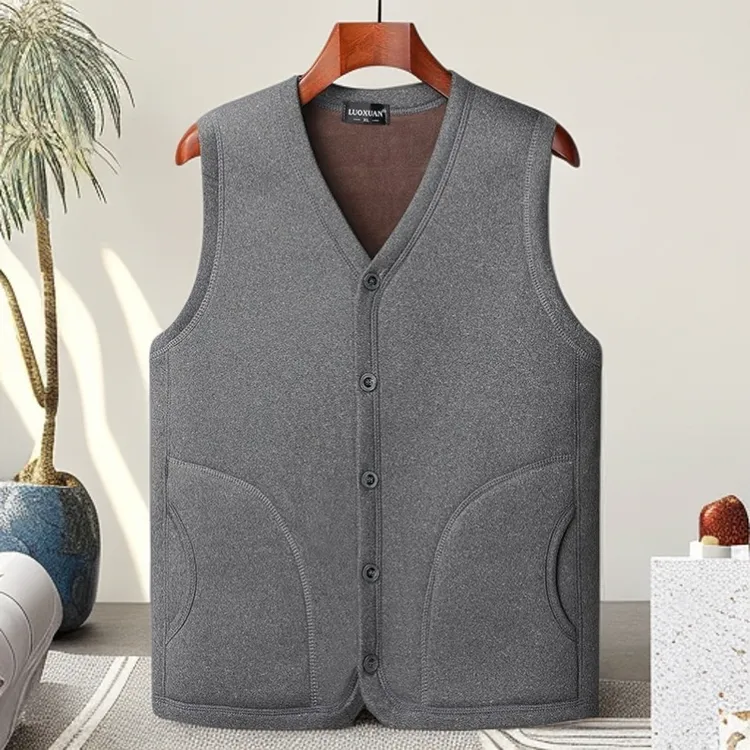 中老年马甲男冬季加绒加厚抓绒老年人棉坎肩男羊羔绒爸爸保暖背心
