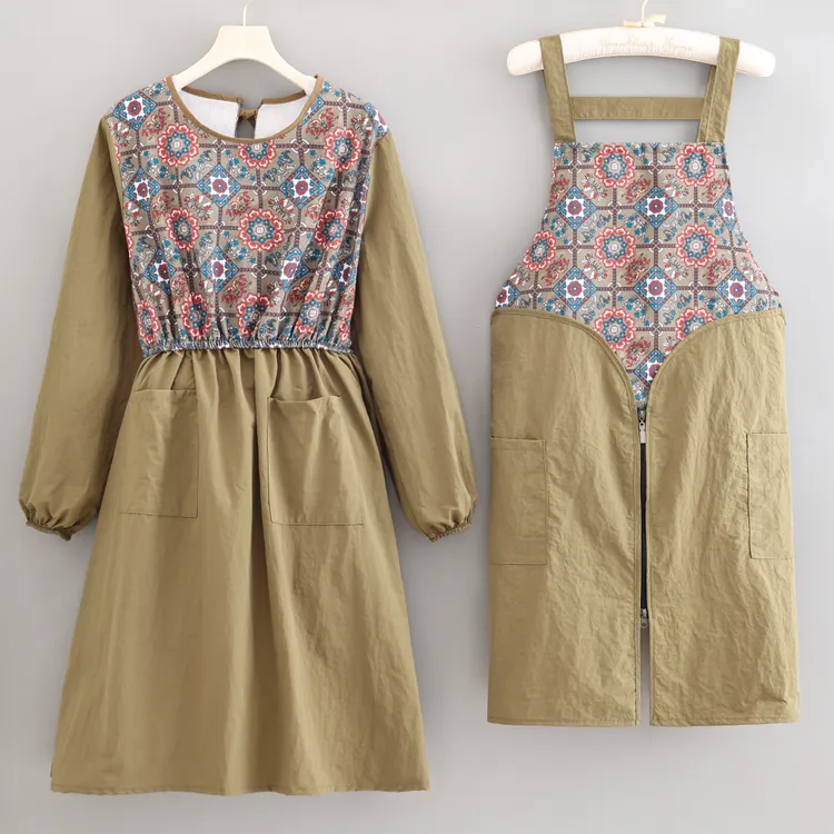 家用舒适围腰防泼水耐穿成人围裙厨房做饭餐饮干活罩衣外穿工作服