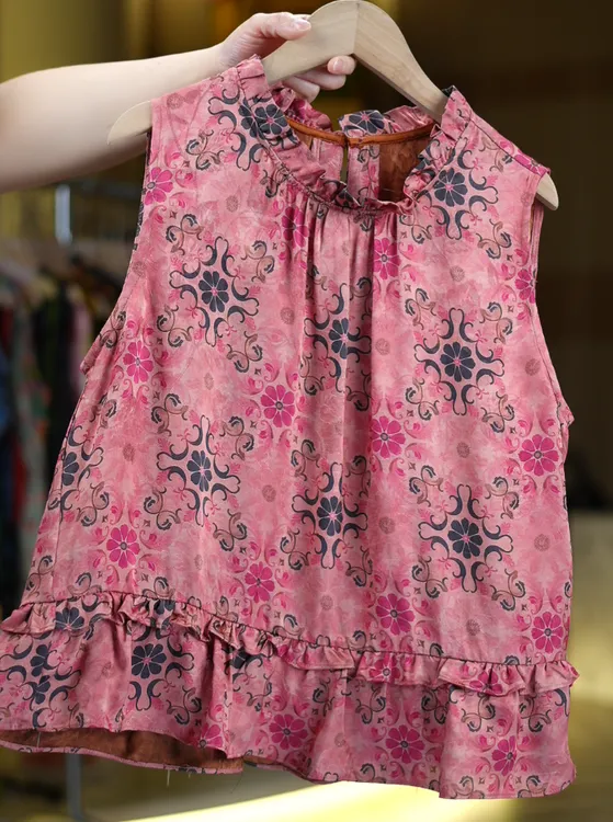 玫花露《非遗美学》1578新中式文艺复古印花百搭无袖上衣