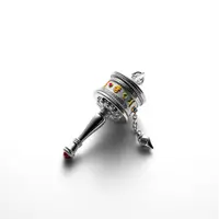 珑法观物-观云联合出品转经筒文玩吊坠银版挂件配饰